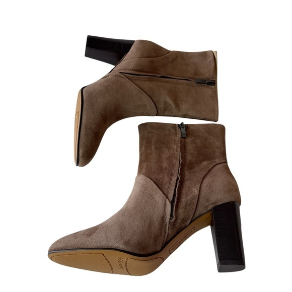 Franco Sarto Pia Heeled Booties in Nougat Leather Suede Boots Size 7.5 NEW - Picture 4 of 6